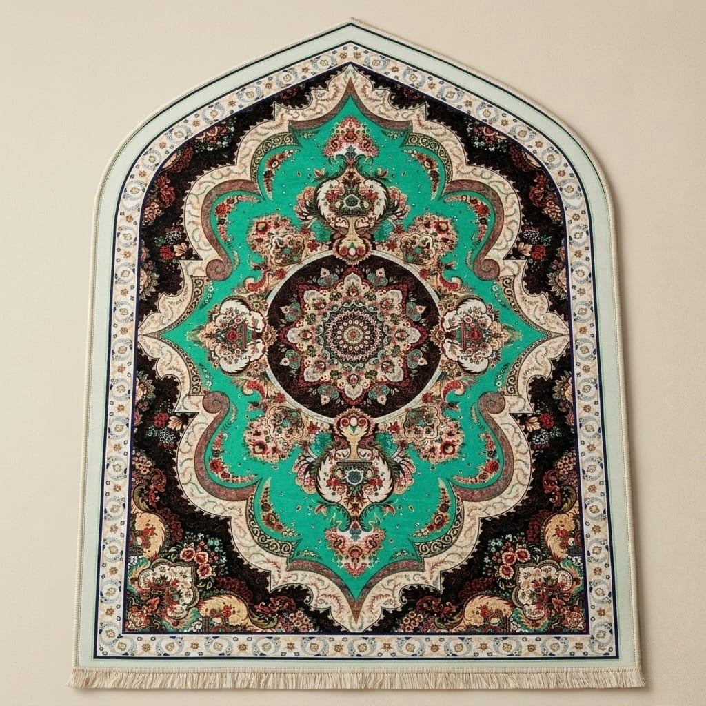 3D Golden Prayer Mat Plaque – Luxury Islamic Home Décor Sign | Sizes 80×120
