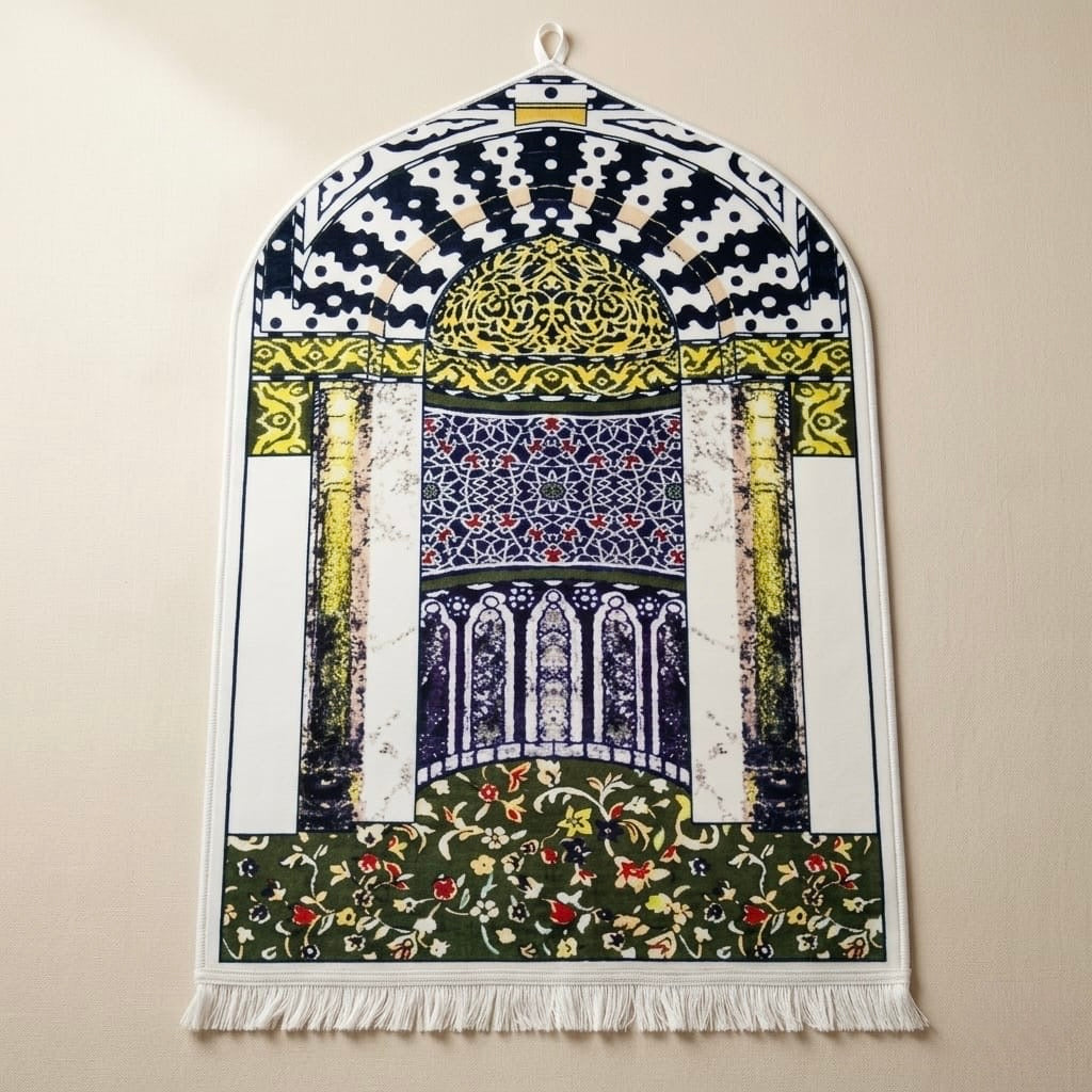 3D Golden Prayer Mat Plaque – Luxury Islamic Home Décor Sign | Sizes 80×120