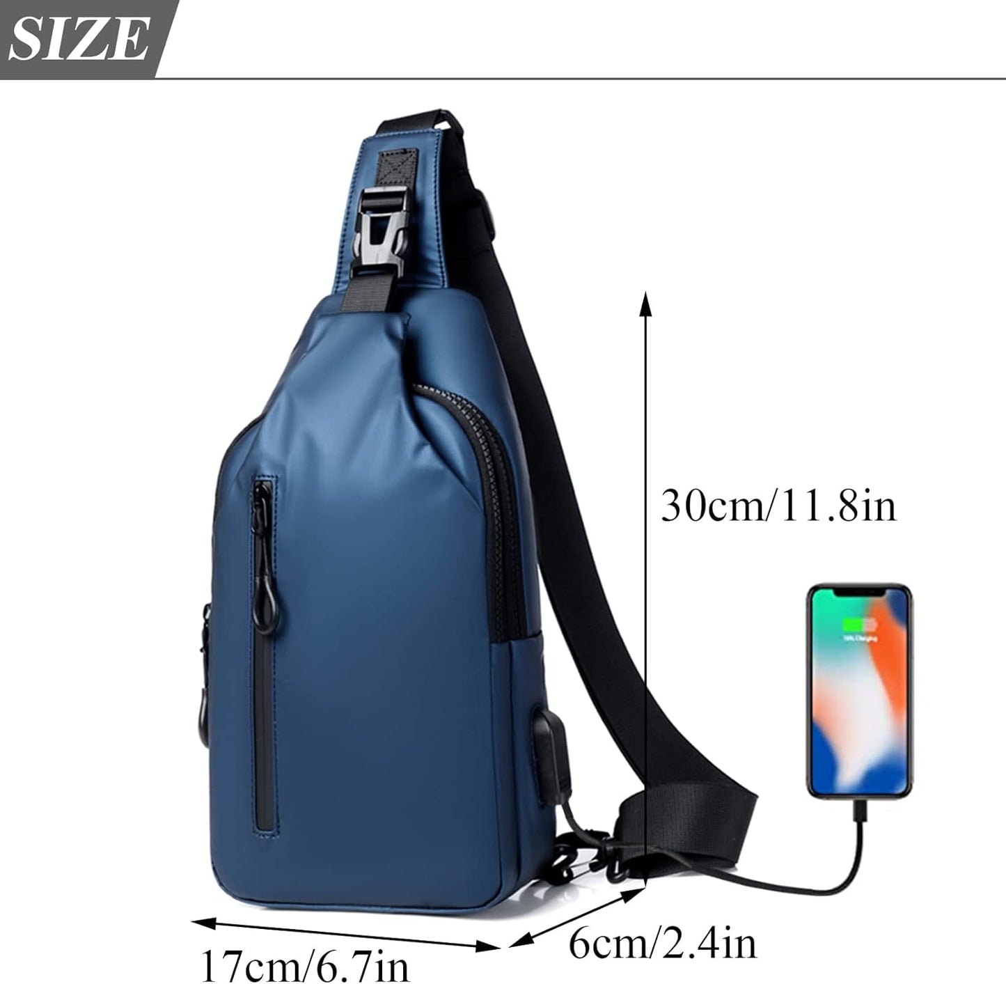 Men's Navy Blue Sling Crossbody Bag — Waterproof Urban Chest Pack
