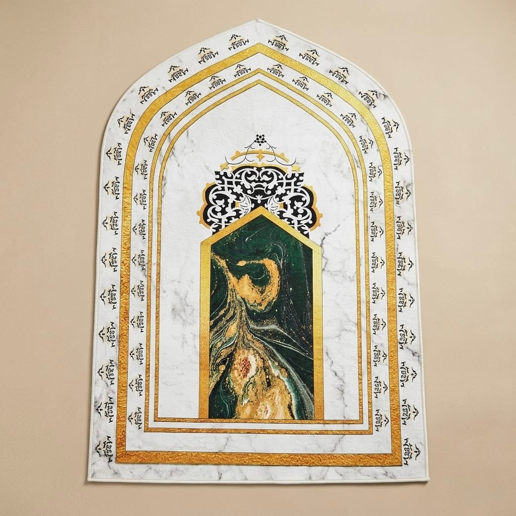 3D Golden Prayer Mat Plaque – Luxury Islamic Home Décor Sign | Sizes 80×120