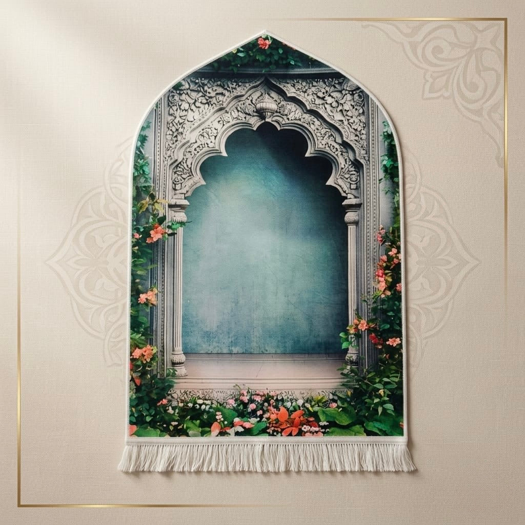 3D Golden Prayer Mat Plaque – Luxury Islamic Home Décor Sign | Sizes 80×120