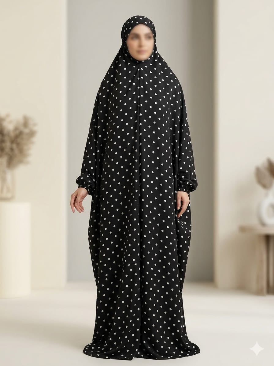 Noor Dot Print Namaz Chaddar – Black