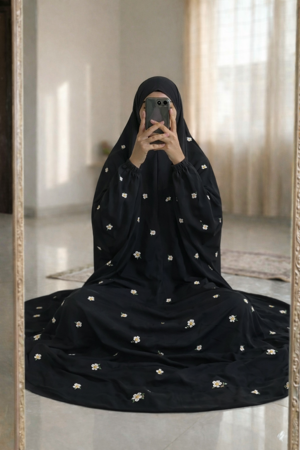 Embroidered Namaz Chaddar - Pink D7
