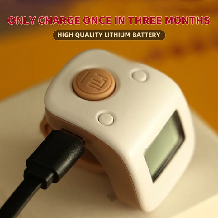 Rechargeable LED Finger Counter Tasbeeh – Digital Backlight Ring Counter for Zikr & Prayer