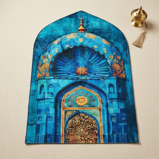 3D Golden Prayer Mat Plaque – Luxury Islamic Home Décor Sign | Sizes 80×120