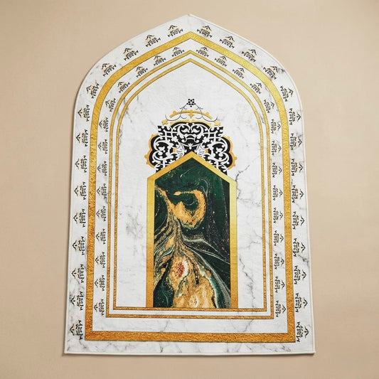 3D Golden Prayer Mat Plaque – Luxury Islamic Home Décor Sign | Sizes 80×120
