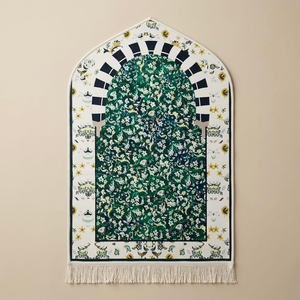 3D Golden Prayer Mat Plaque – Luxury Islamic Home Décor Sign | Sizes 80×120