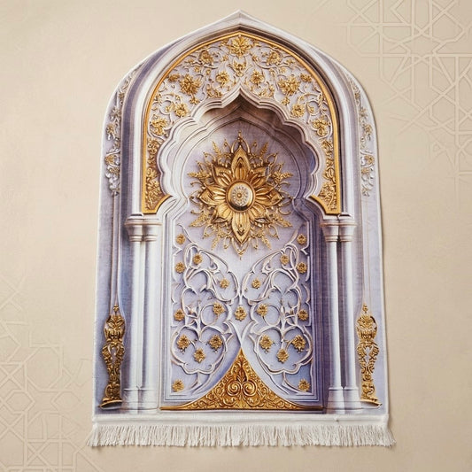 3D Golden Prayer Mat Plaque – Luxury Islamic Home Décor Sign | Sizes 80×120