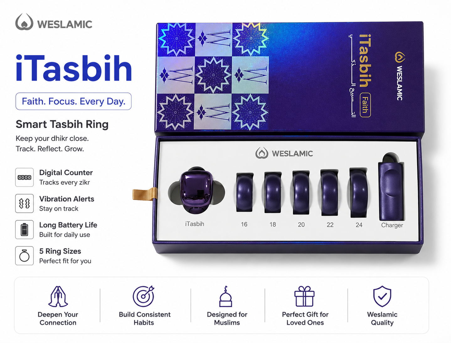 WESLAMIC iTasbih Smart Zikr Ring