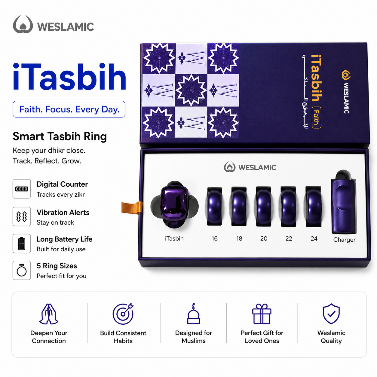 WESLAMIC iTasbih Smart Zikr Ring