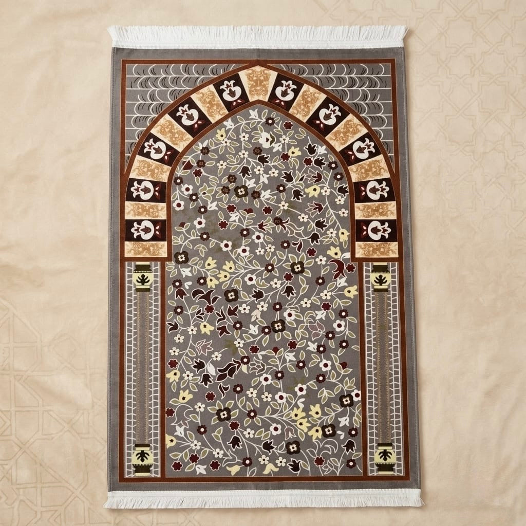 Silver Carpet Prayer Mat – Janamaz Sajadah | 70 x 110 cm