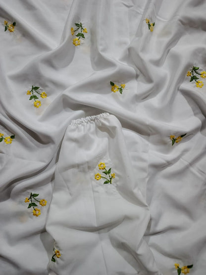 Embroidered Namaz Chaddar - White D2