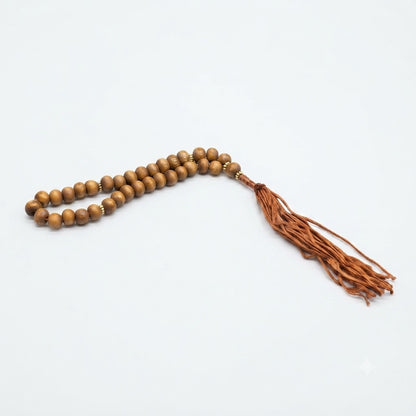 Enjeer Wood Tasbih Prayer Beads with Brown Tassel