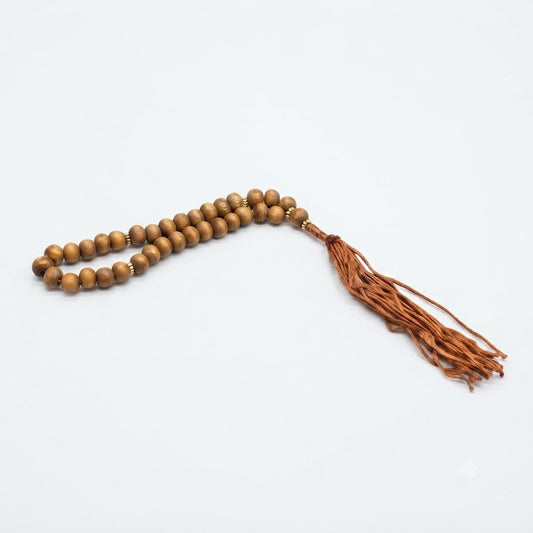 Enjeer Wood Tasbih Prayer Beads with Brown Tassel