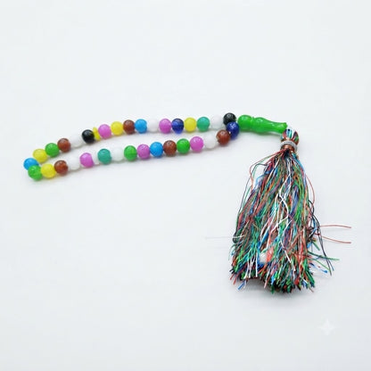 33-Bead Multicolor Tasbih Prayer Beads with Rainbow Tassel