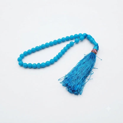33-Bead Blue Tasbih Prayer Beads with Silk Tassel