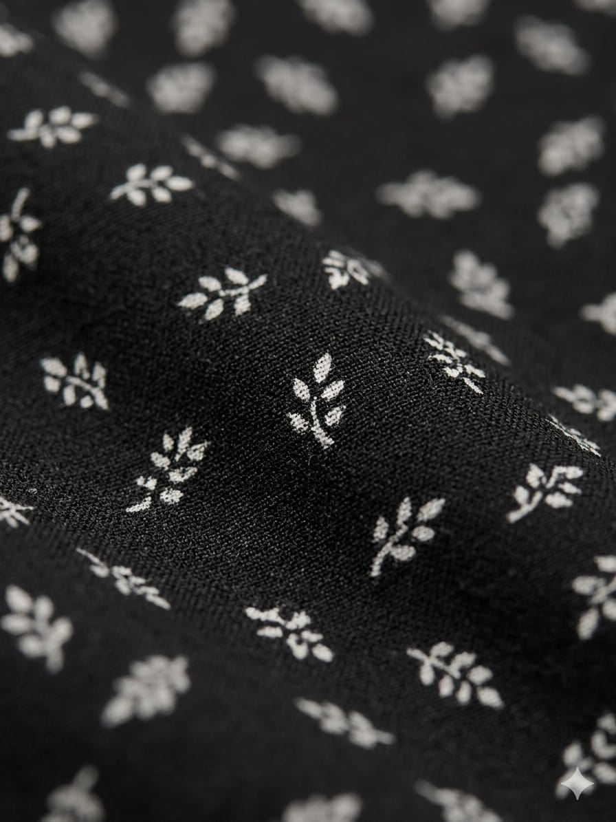 Bahar Leaf Print Prayer Abaya – Black