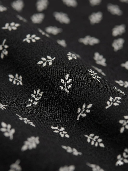 Bahar Leaf Print Prayer Abaya – Black