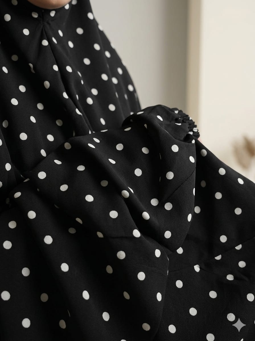Noor Dot Print Namaz Chaddar – Black