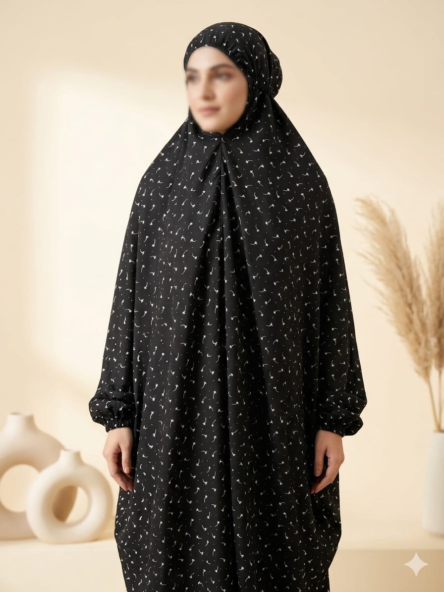 Parwaz Printed Namaz Chaddar – Black